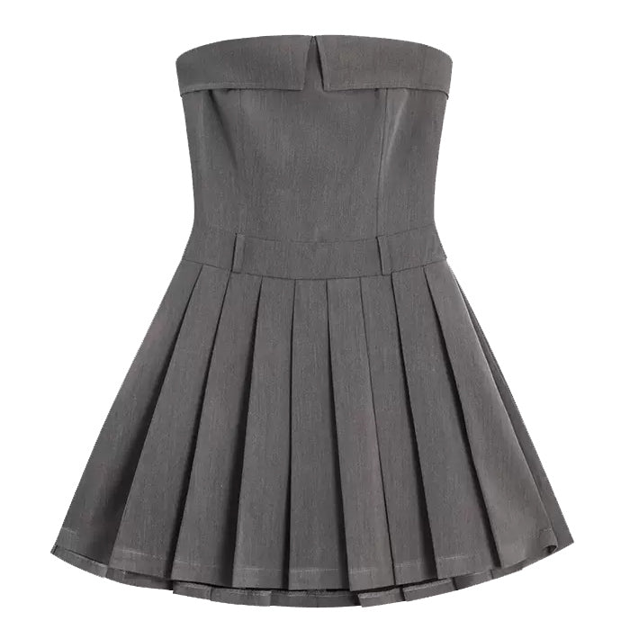 Pleated Mini Dress in Grey | BOOGZEL CLOTHING – Boogzel Clothing