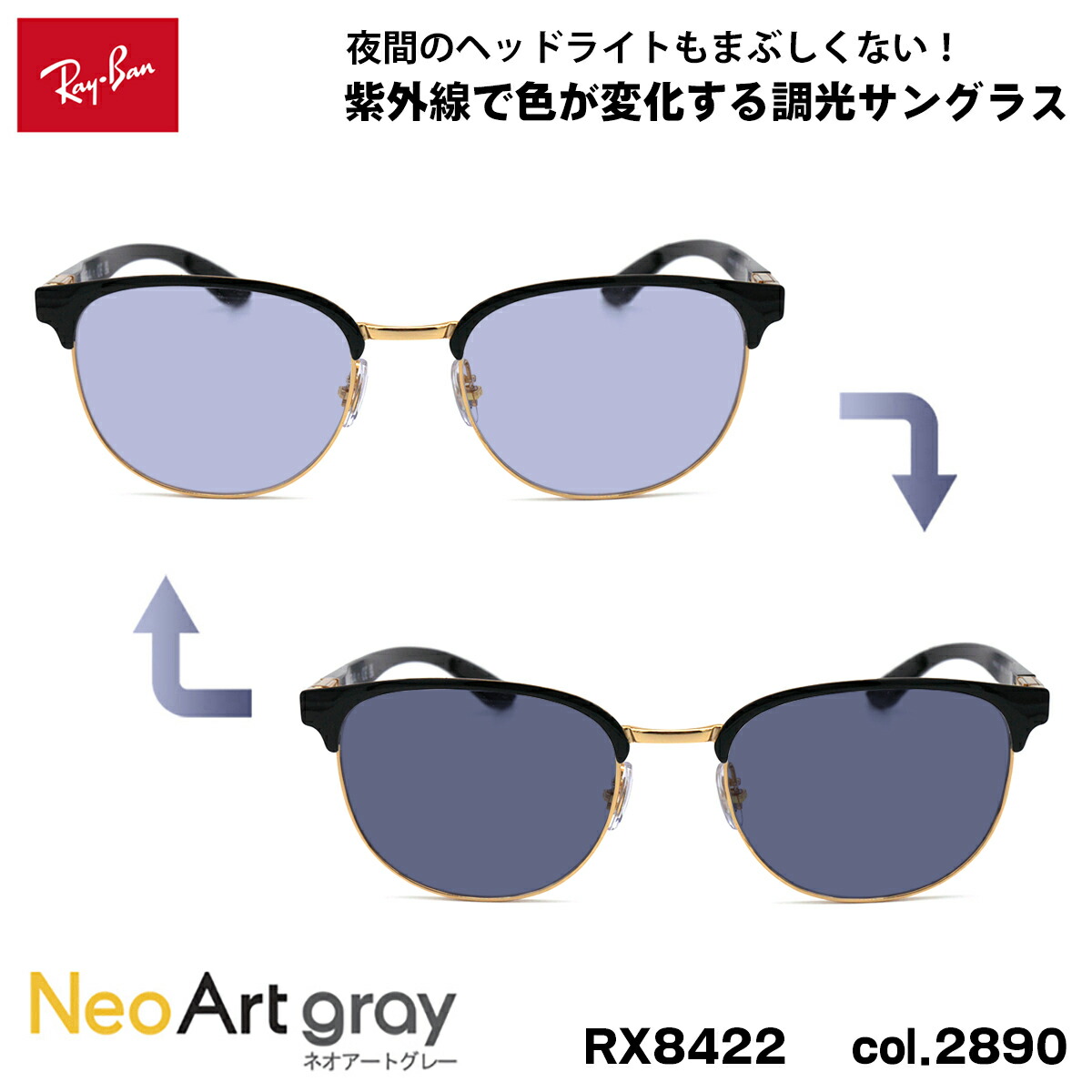 楽天市場】レイバン 調光 サングラス ネオアート RX8422 (RB8422) 2890