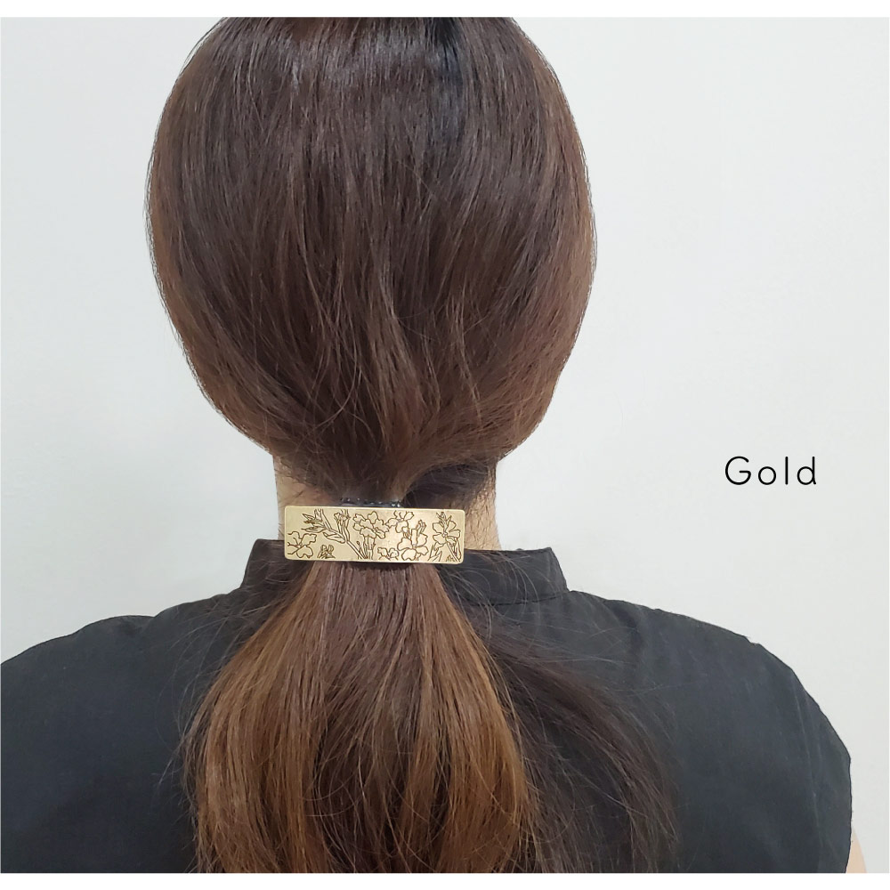 バレッタ フラワープレート ヘアアクセサリー メタル 花柄 モチーフ