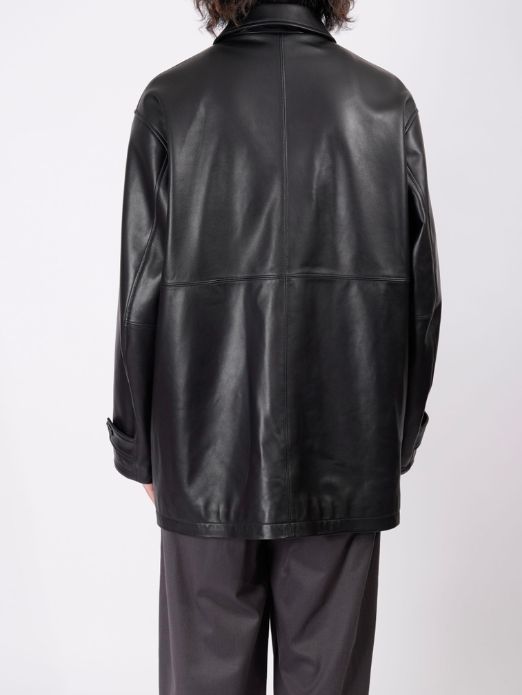 UNIVERSAL PRODUCTS - レザーカーコート - LEATHER CAR COAT - BLACK