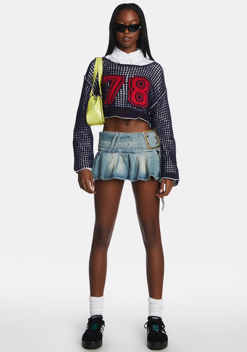 Jaded London Pleated Denim Micro Mini Skirt - Blue – Dolls Kill