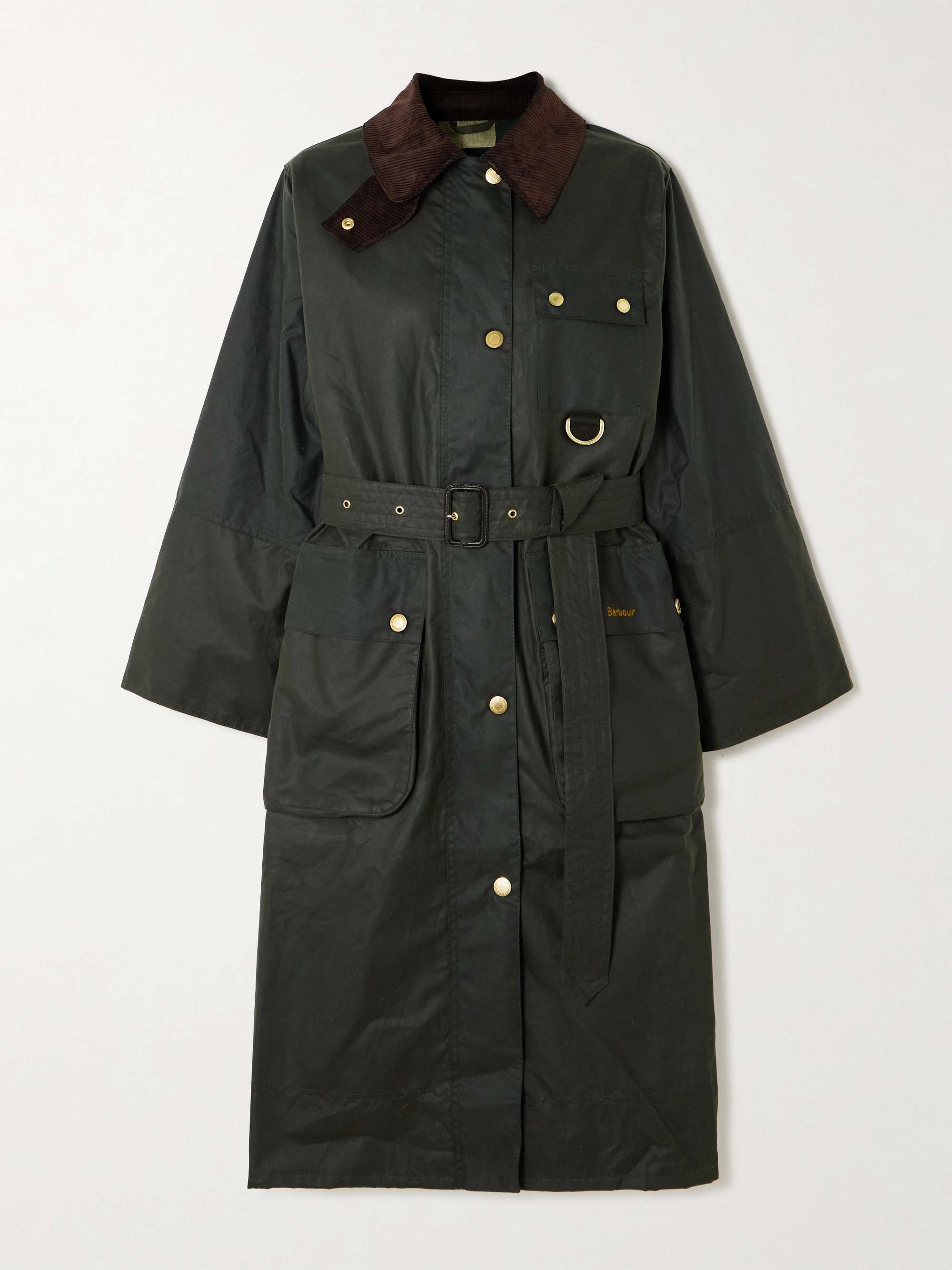 BARBOUR Milda corduroy-trimmed waxed-cotton trench coat | NET-A-PORTER