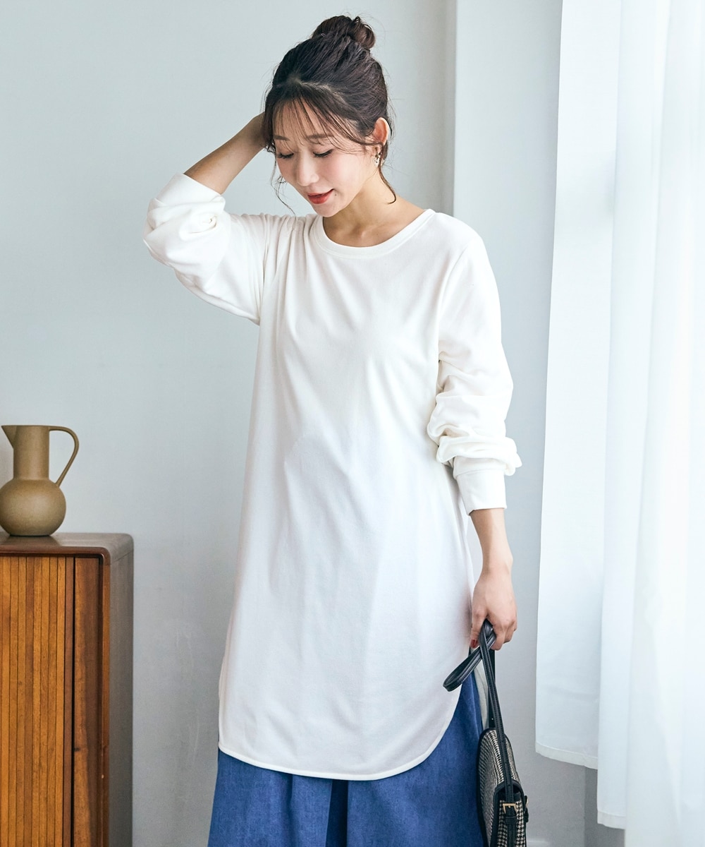 大きいサイズ タックスリーブ裏起毛カットソーチュニック 通販【ニッセン】