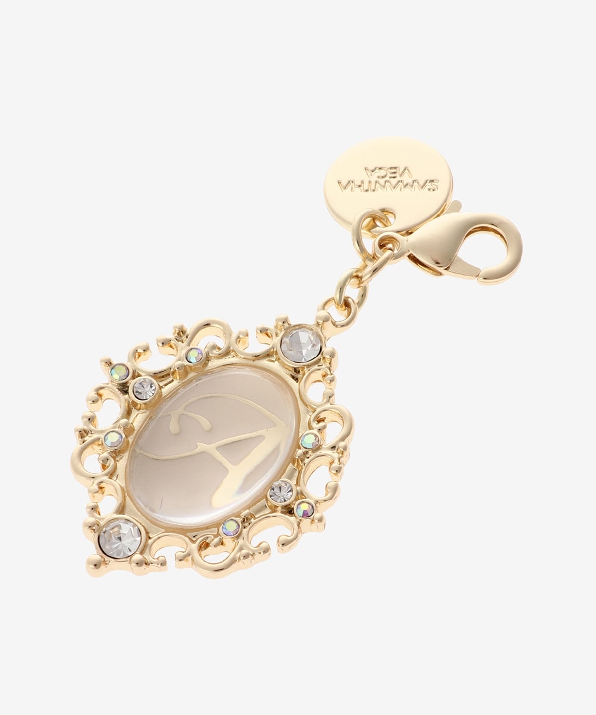 クリアカメオ風イニシャルファスナーチャーム（A）(FREE ゴールド