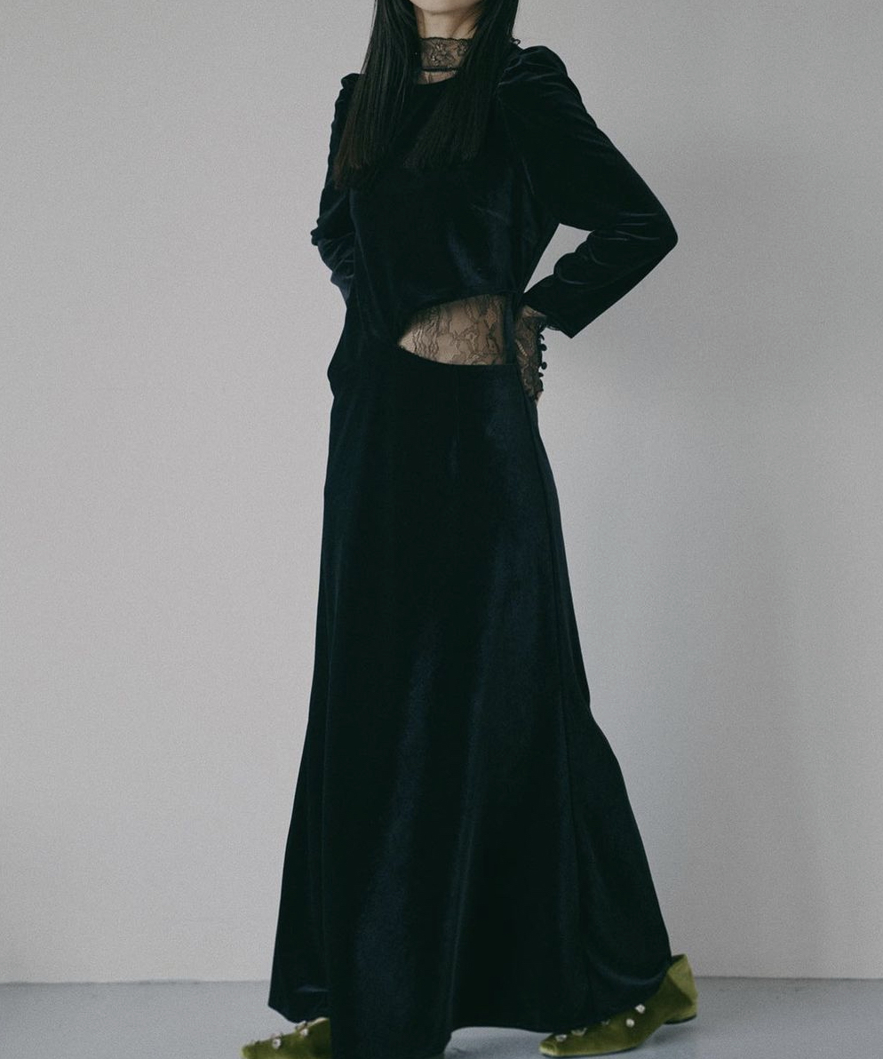 Sサイズ】UND VELOUR HOLE LACE DRESS Ameri VINTAGE（アメリ