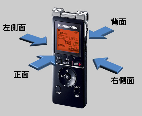 ICレコーダー RR‐XS470 本体各部の名前と機能説明