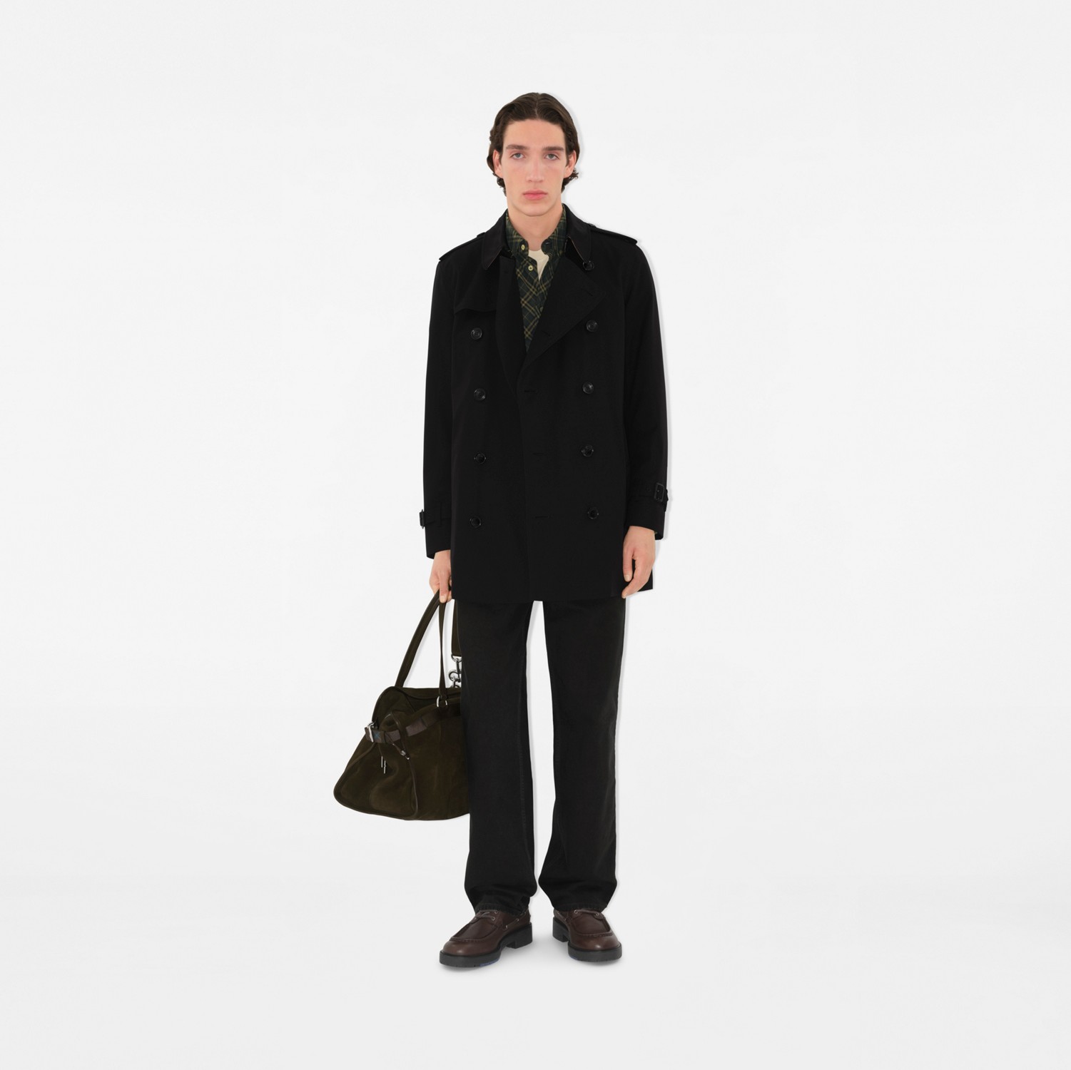 ショート ケンジントン ヘリテージ トレンチコート (ブラック