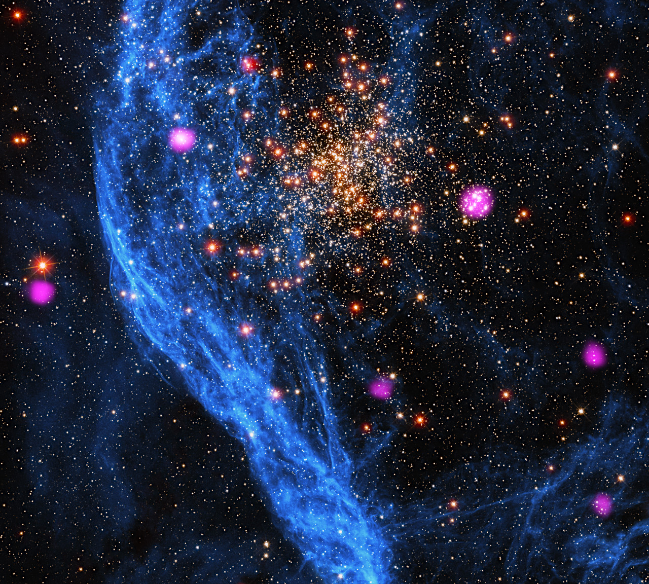 ブラックホールが潜む大マゼラン銀河の星団NGC 1850 チャンドラ望遠鏡