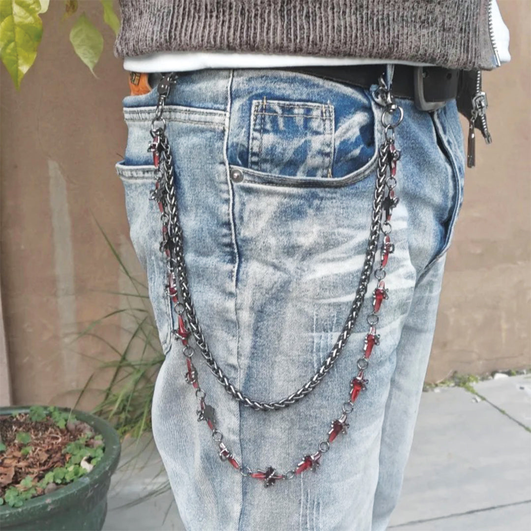 Ruby Cross Gem Wallet Chain – Attere