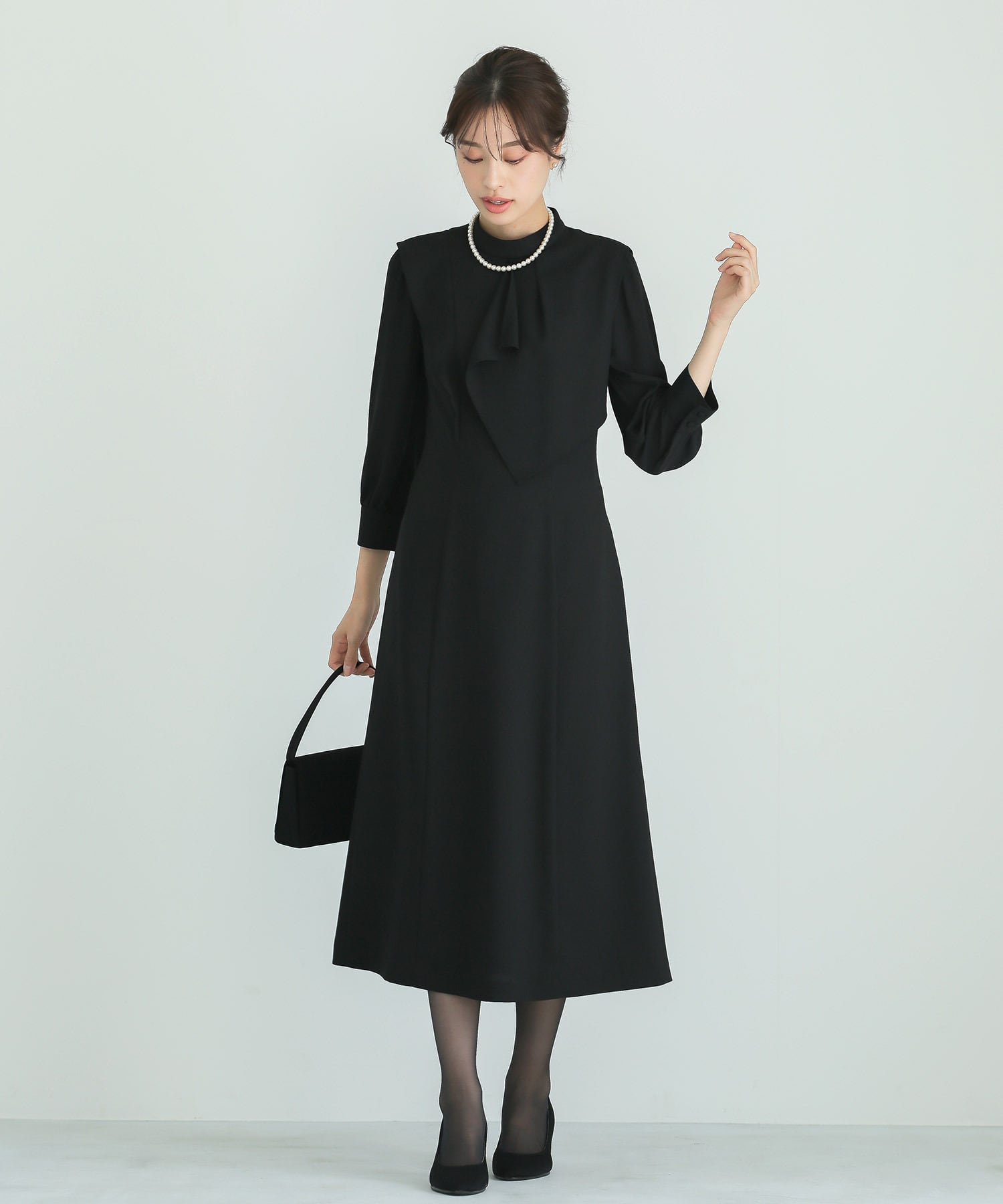 最強配送】喪服・礼服【洗える×ストレッチ×防シワ】ドレープデザイン細