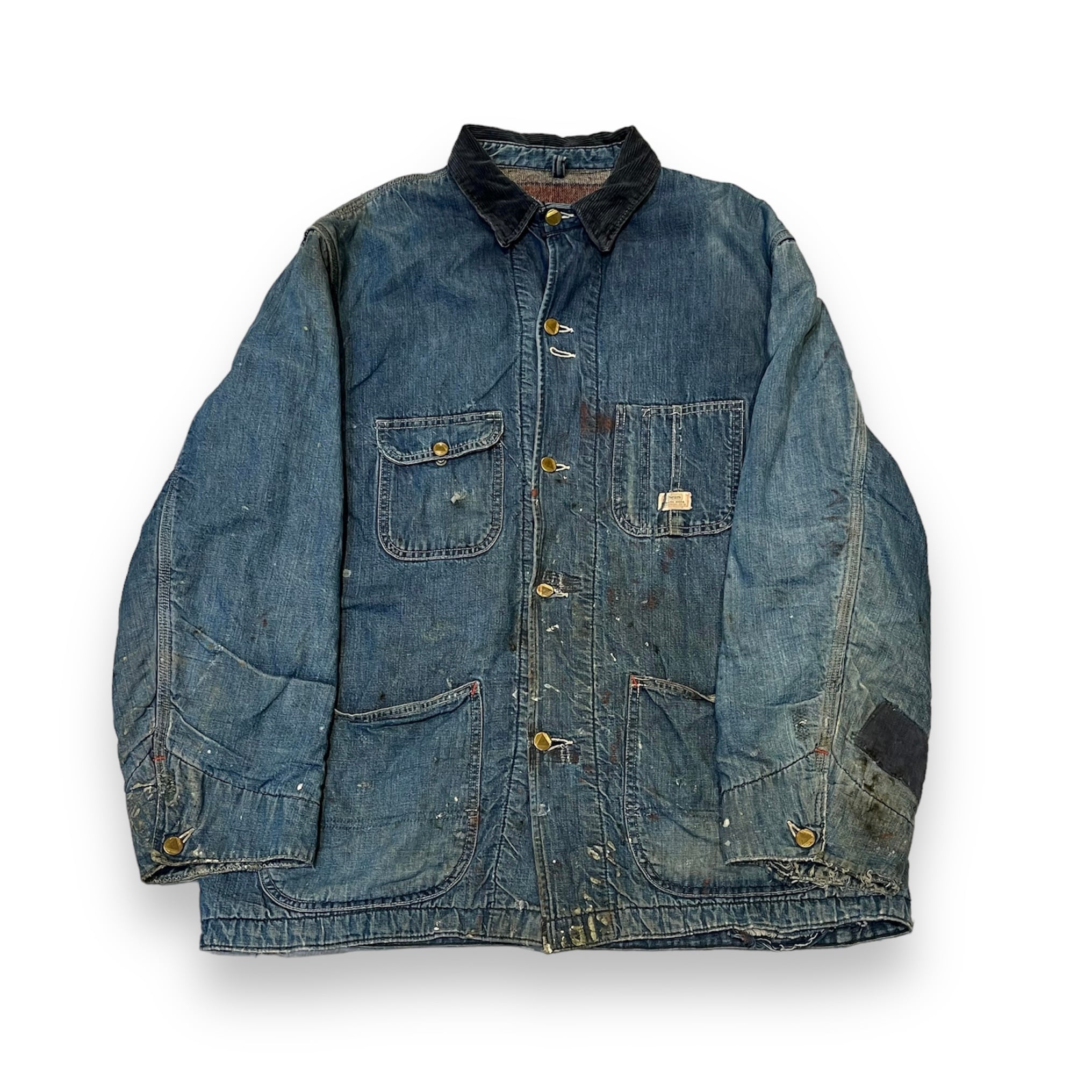 60年代 “XL位” Sears シアーズ デニムカバーオール 裏ブランケット