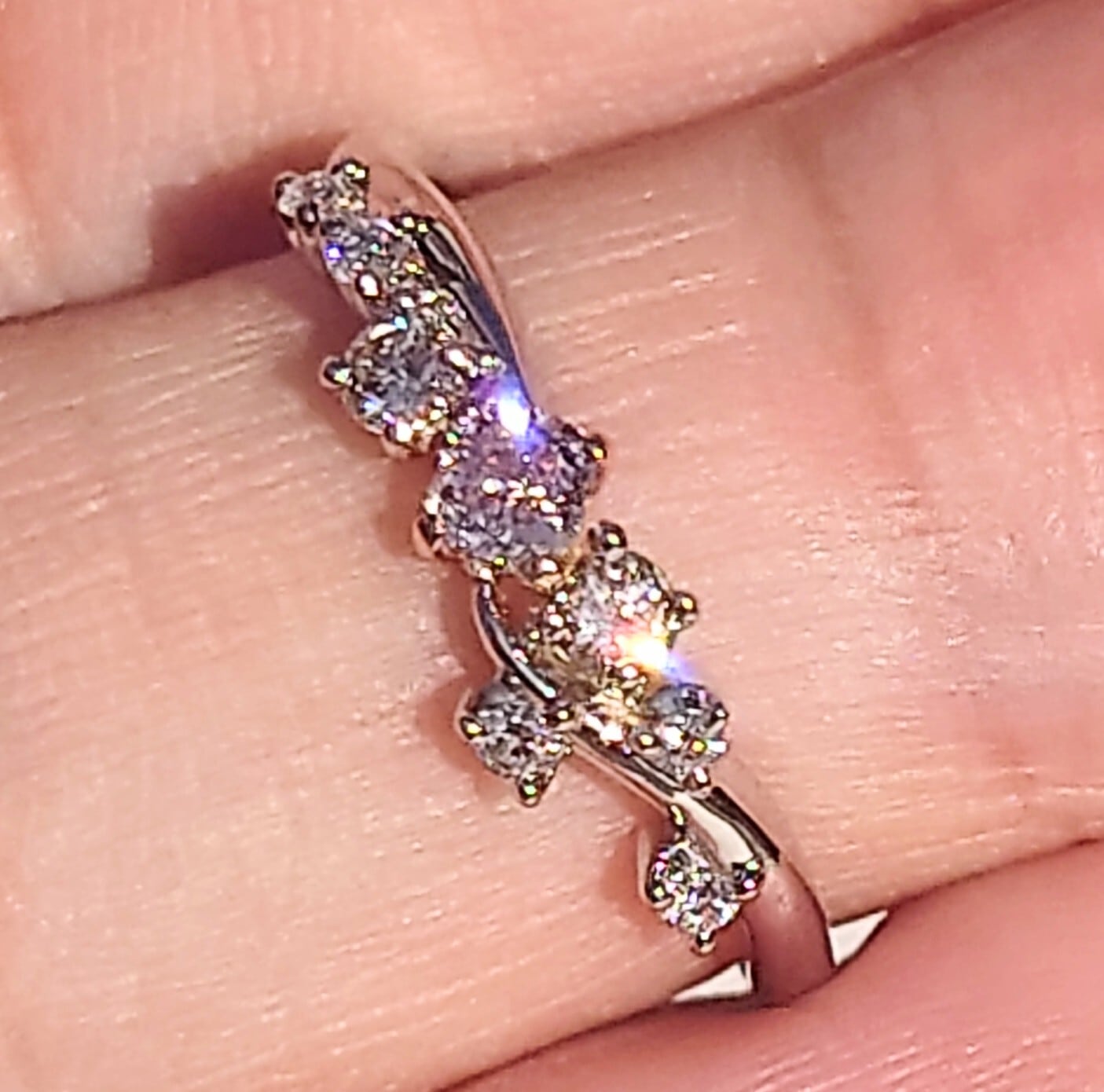 0.130ct FancyLightPurplePink 天然ピンクダイヤモンドリングPt900