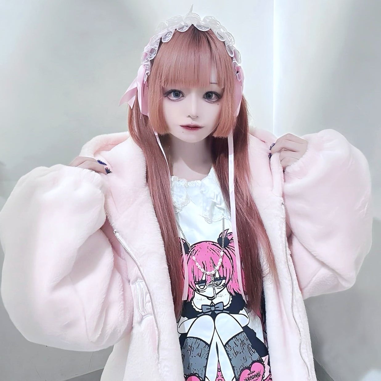 ネコ耳ロゴファーBIGブルゾン(LIGHT PINK) | VOLCAN&APHRODITE