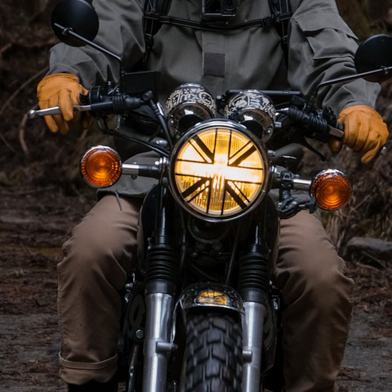 YAMAHA SR400 ヘッドライト Leather Seal [ユニオンジャック