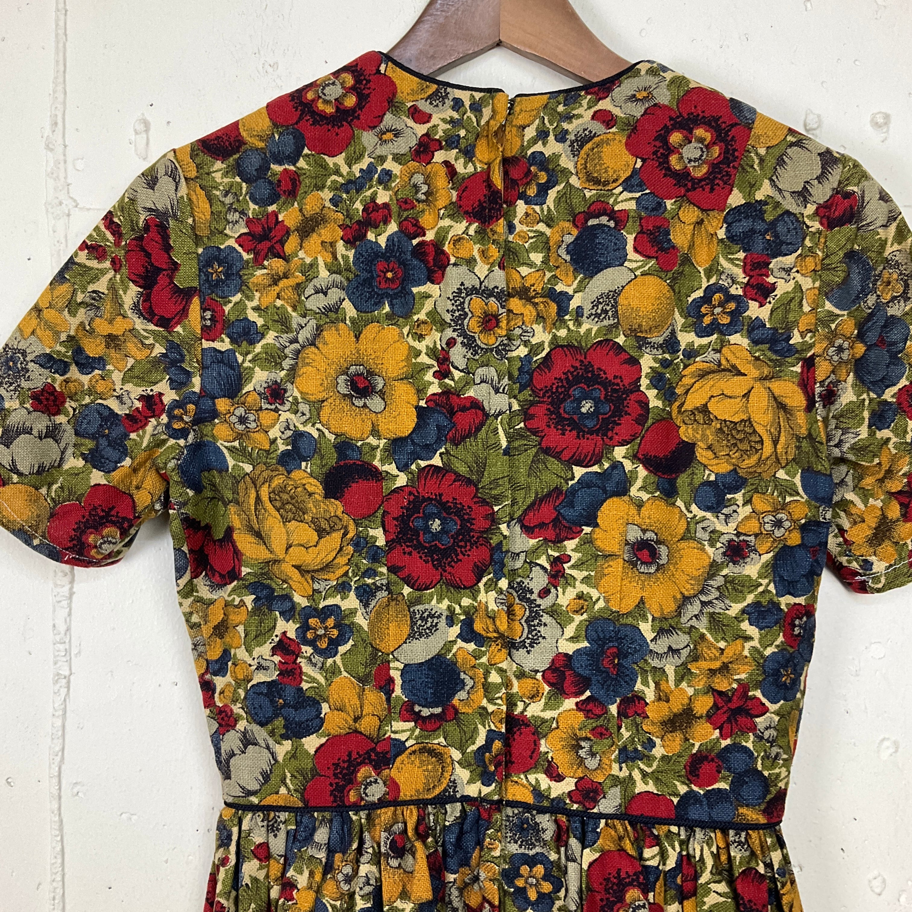 USA製 70年代 70s 半袖 花柄 ワンピース レディースS相当 古着