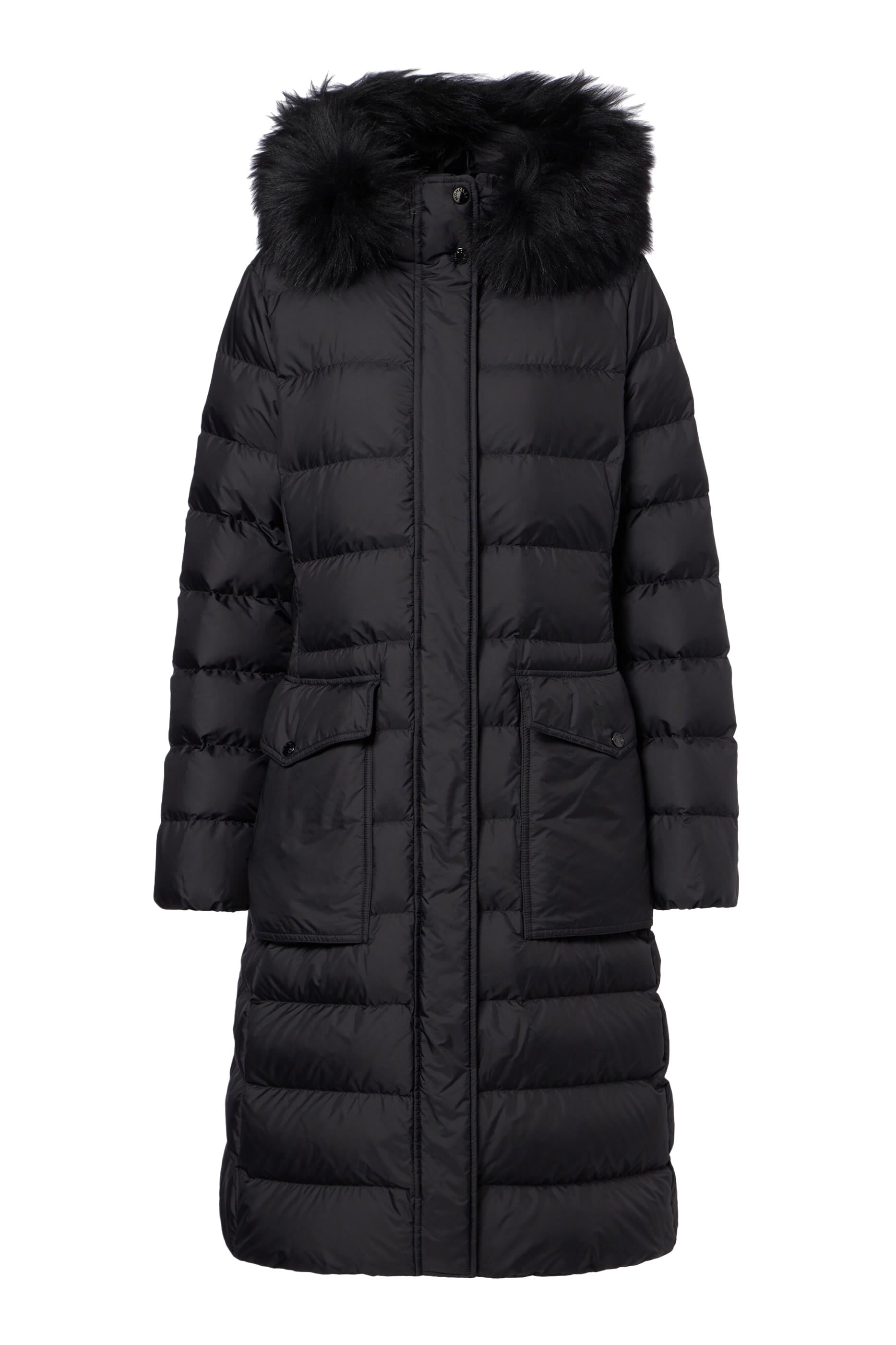 Buy Moncler Khloesse Hooded Shearling-Trim Long Down Jacket for