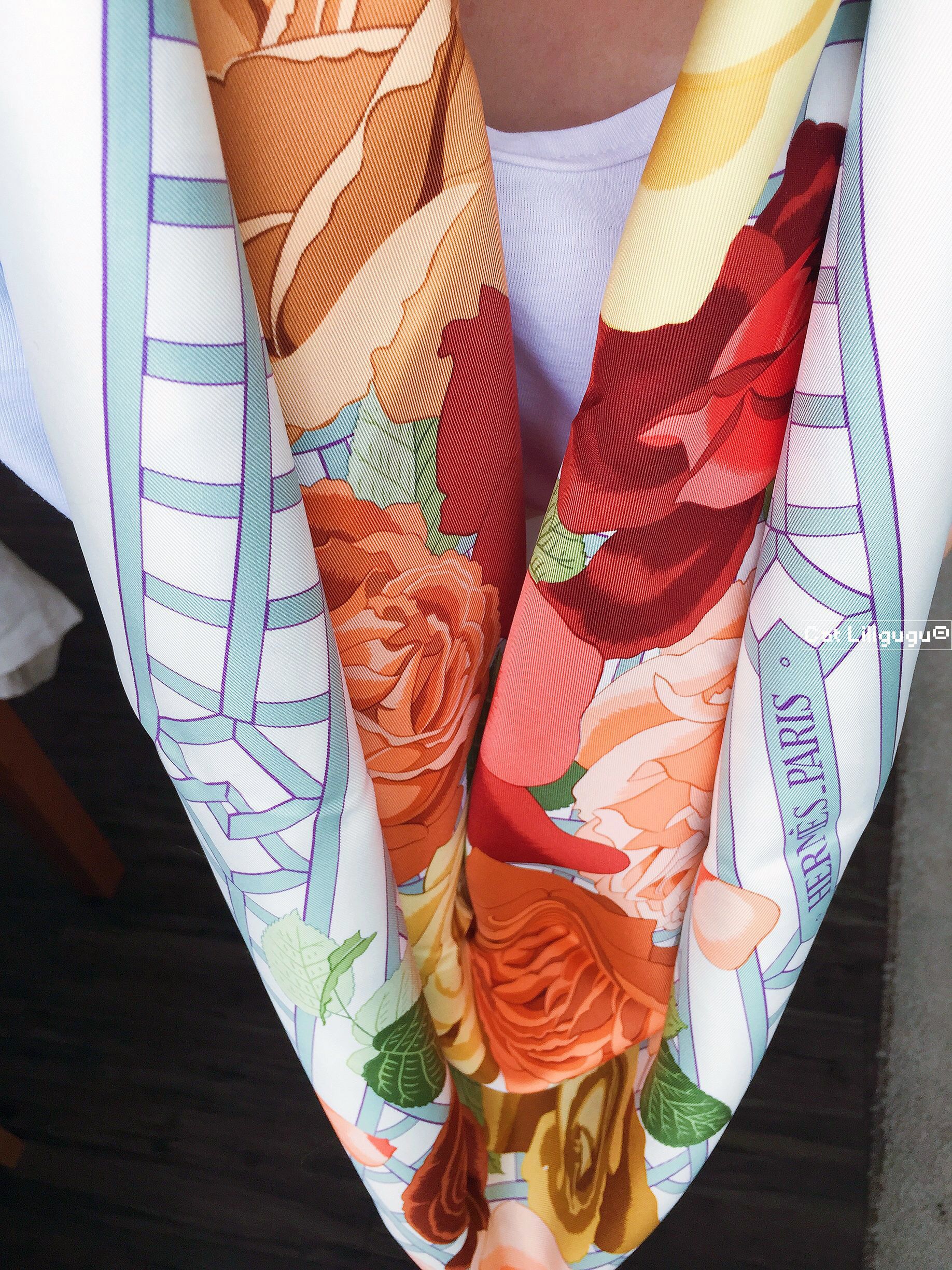 エルメス)カレ90《ROSERAIEバラ園》 90スカーフ (HERMES/スカーフ