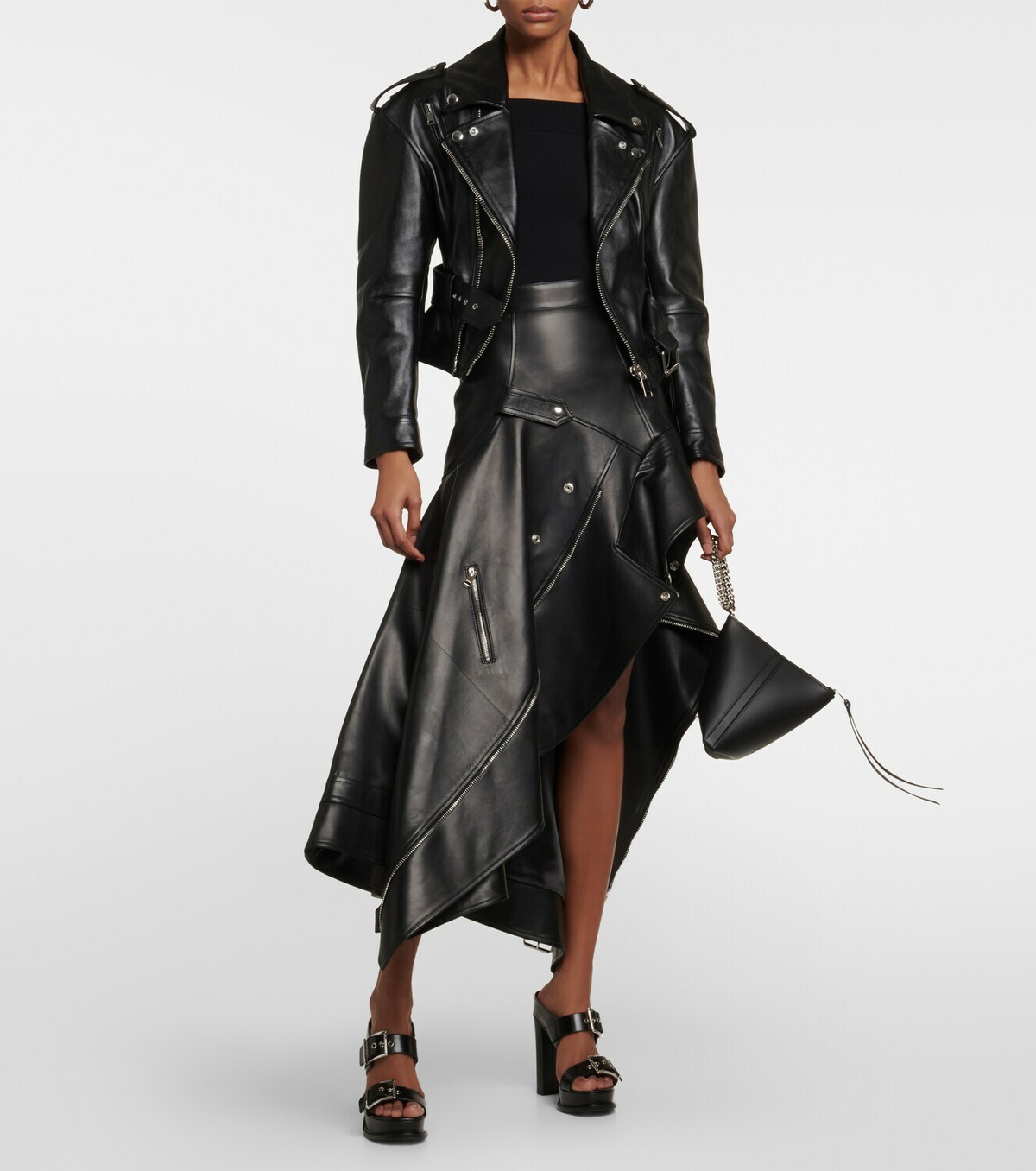 Alexander McQueen - Belted leather biker jacket Alexander McQueen