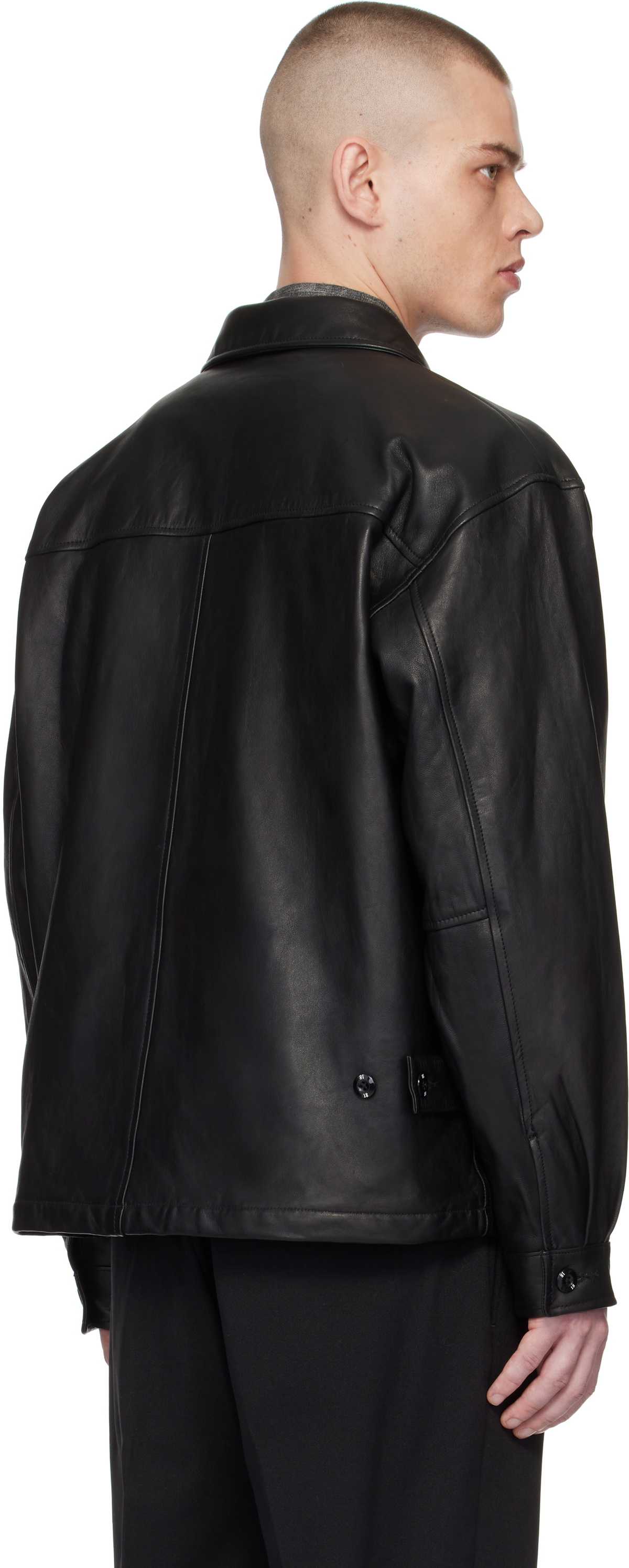 Neighborhood Black Zip Work Leather Jacket Neighborhood