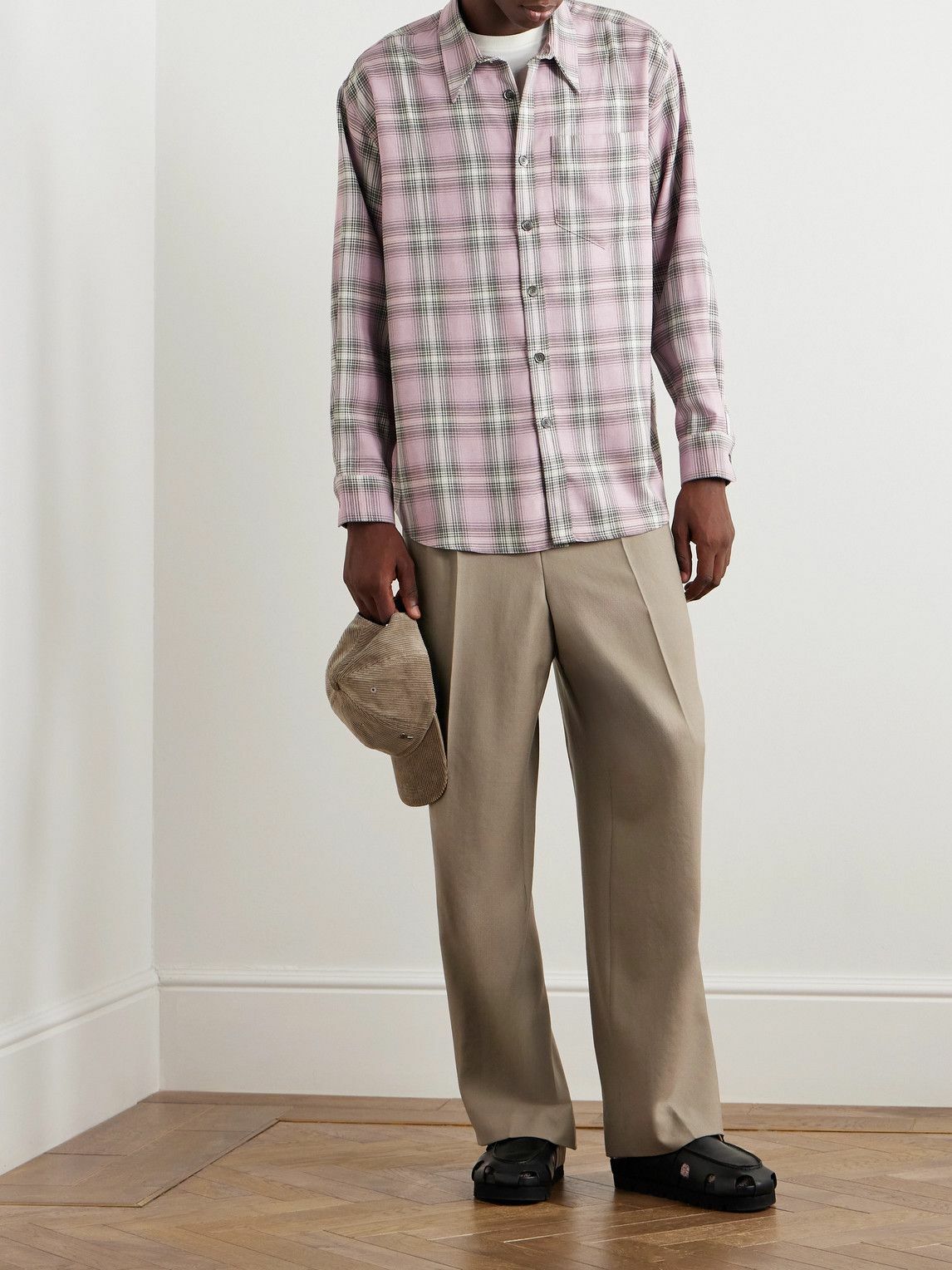 AMI PARIS - Checked Flannel Shirt - Pink AMI