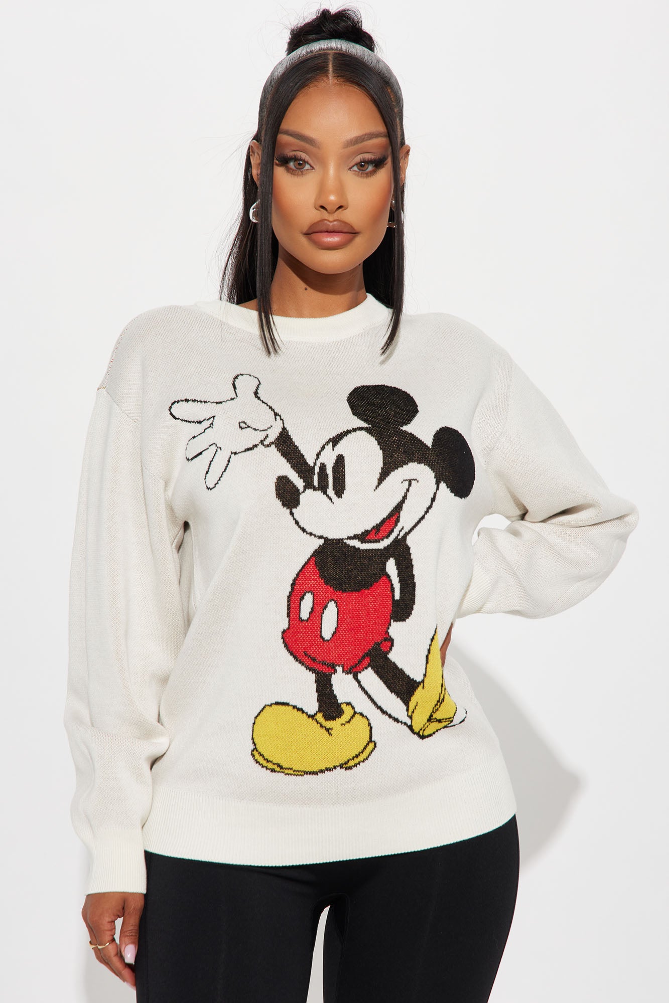 Mickey Mouse Waving Sweater - White/combo | Fashion Nova