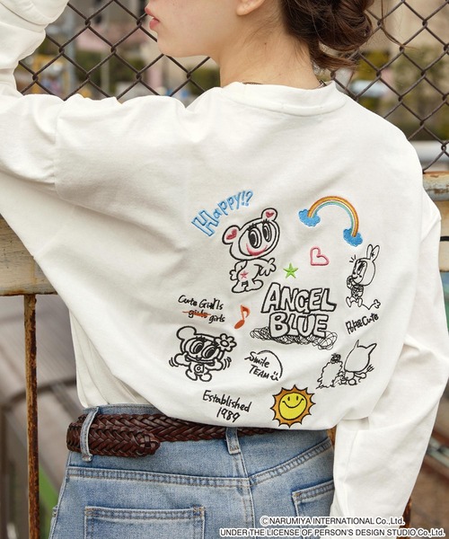 ANGEL BLUE】別注 エンジェルブルー グラフィック刺繍 オーバーサイズ