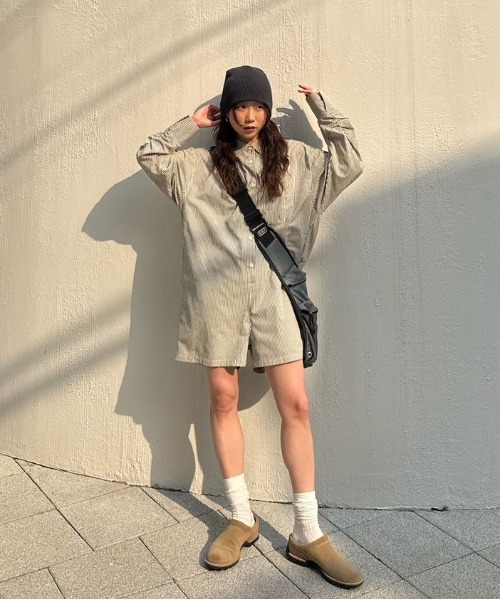 STRIPE SHIRT ROMPERS（つなぎ/オールインワン）｜Ameri（アメリ）の