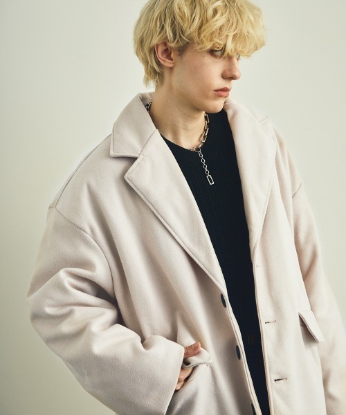 セール】ミドル丈ウールライクオーバーサイズチェスターコート/裏