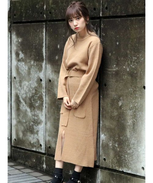 dazzlin（ダズリン）の「ベルト付ニットロングワンピース（ワンピース
