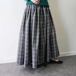 微起毛グレーチェックスカート ロングスカート（マキシ丈
