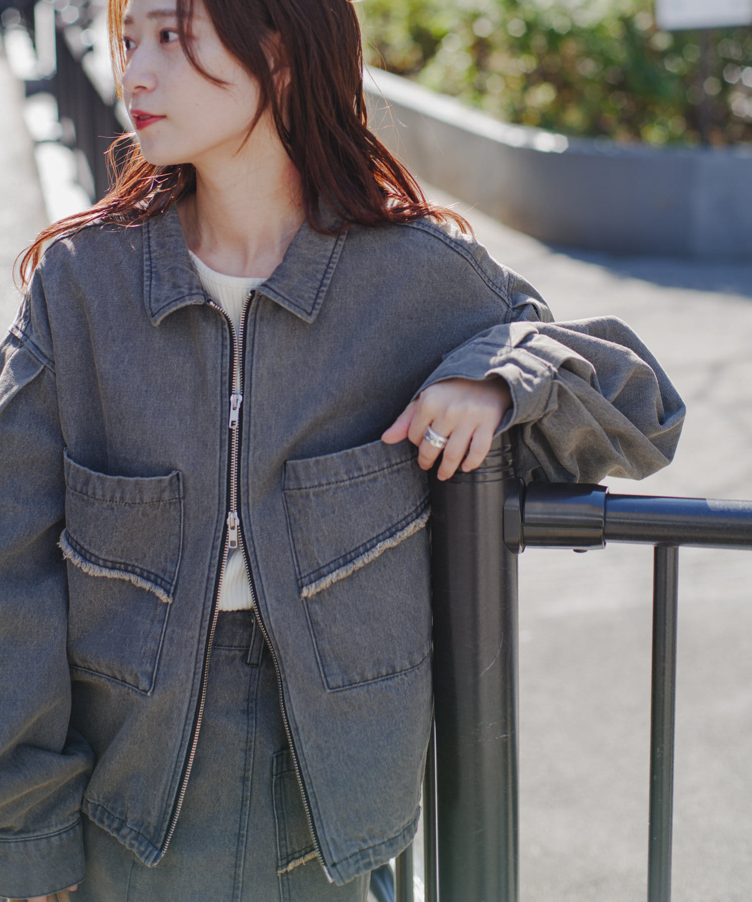 セットアップ対応】デニムダブルZIPジャケット | Kastane(カスタネ