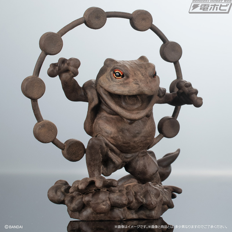 威厳のなかに愛嬌もあるフィギュア！「カエルの風神雷神像」が