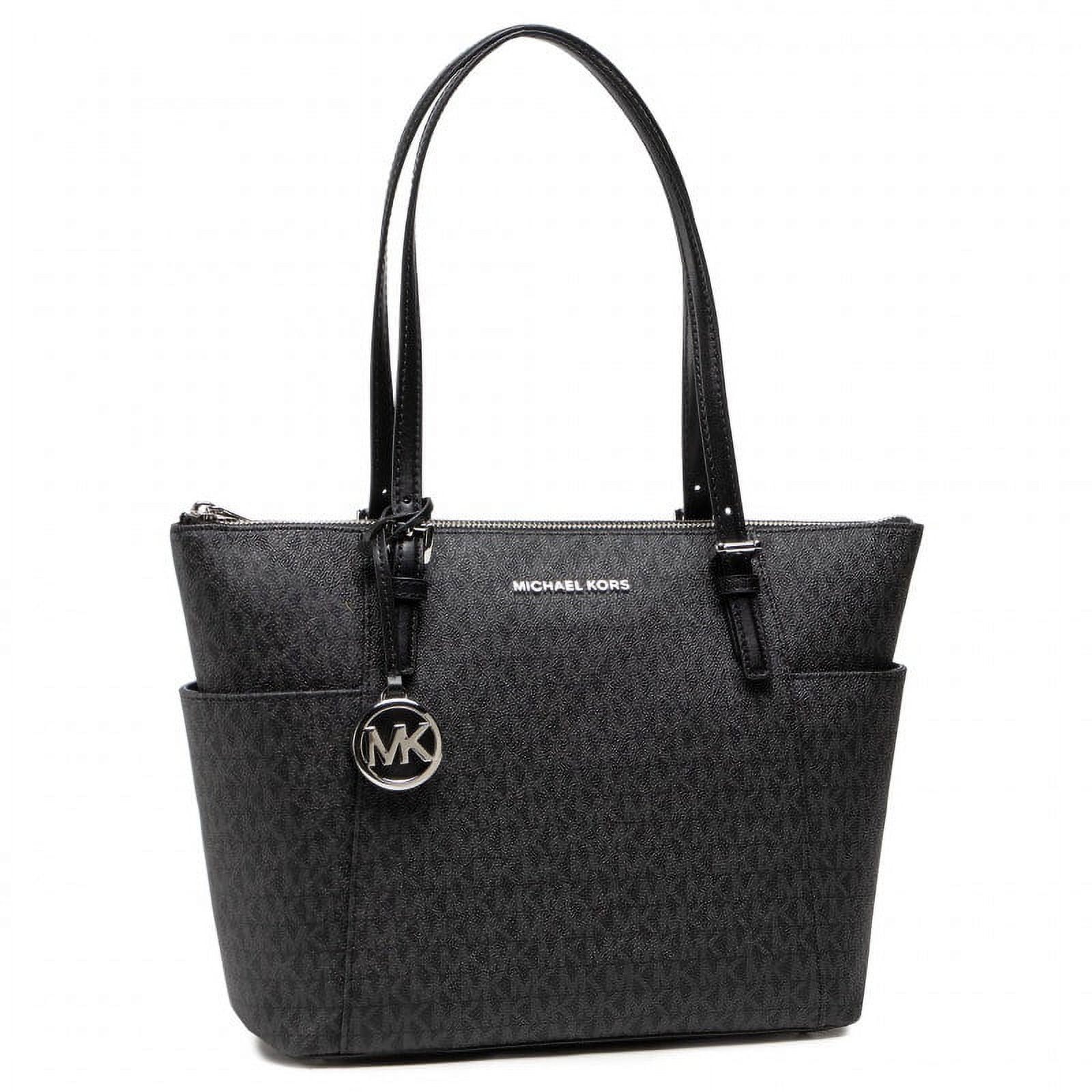 Michael Kors Signature Jet Set Large Logo Top-Zip Tote Bag for