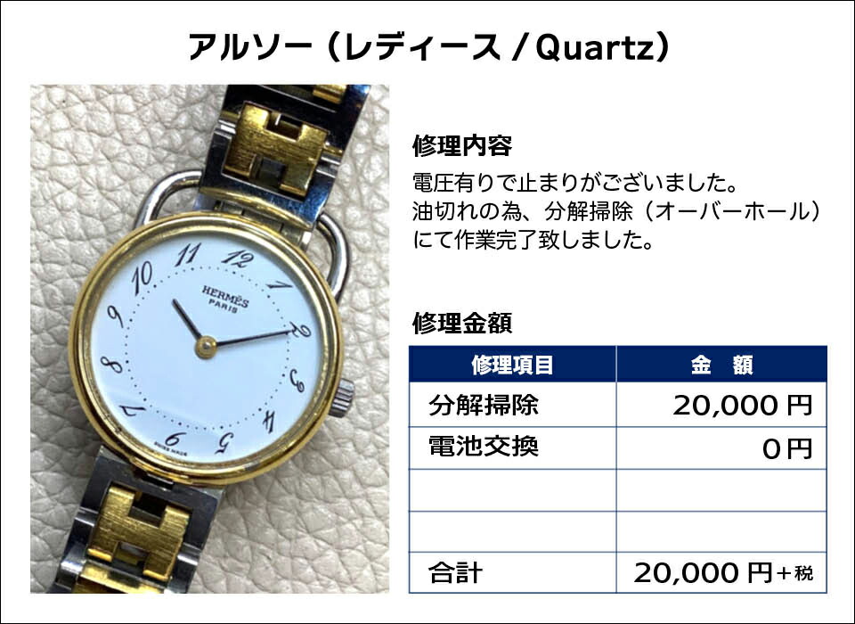 楽天市場】エルメス 見積キット 時計修理 オーバーホール 1年保証