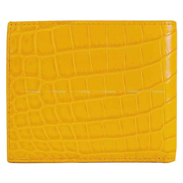 BOTTEGAVENETA ボッテガヴェネタ 二つ折り財布 イエロー クロコダイル