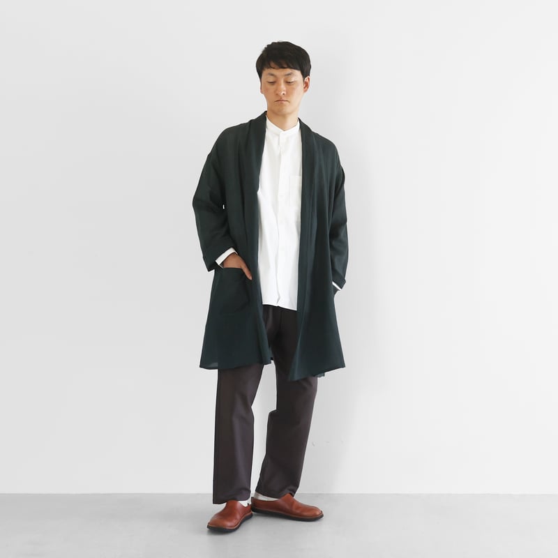 ウォッシャブルウールロングカーディガン（ダークグリーン）【ユニ