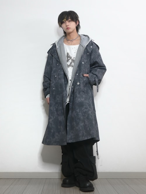 GRANCY】LinestoneDesign Graphic Damage LongTee / ラインストーン
