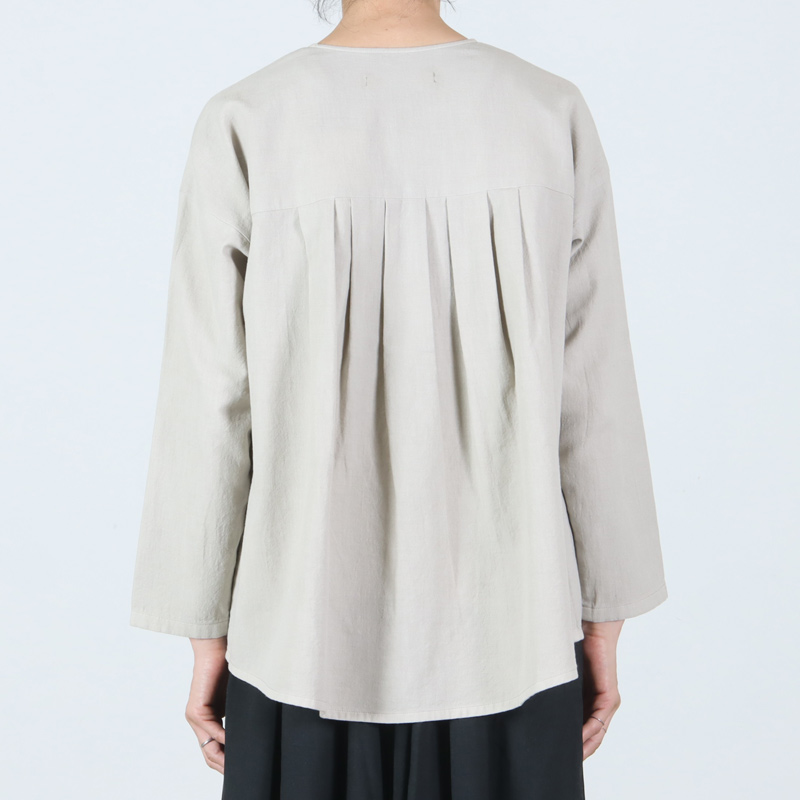 evameva (エヴァムエヴァ) cotton wool no collar shirt / コットン