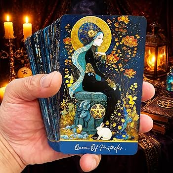 DPEHAKMK Azure Arcana Tarot Deck, 78 Cards, Celestial Blue and