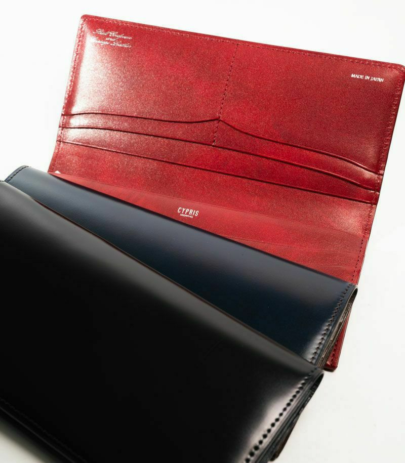 ファスナー付ササマチ長財布｜コードバン＆シラサギレザーコードバン