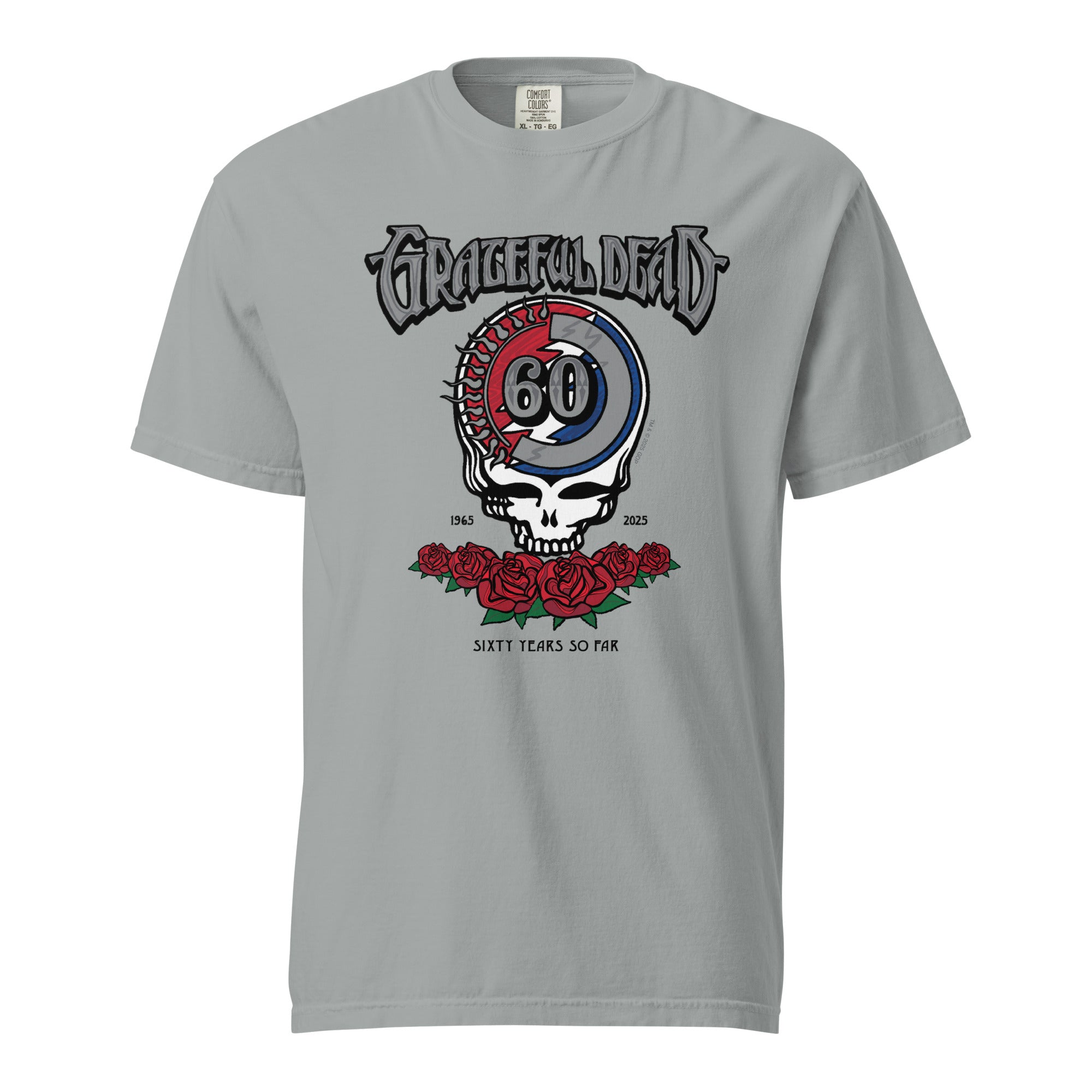 Grateful Dead | Comfort Tee | 60th Anniversary Stealie Roses Grey