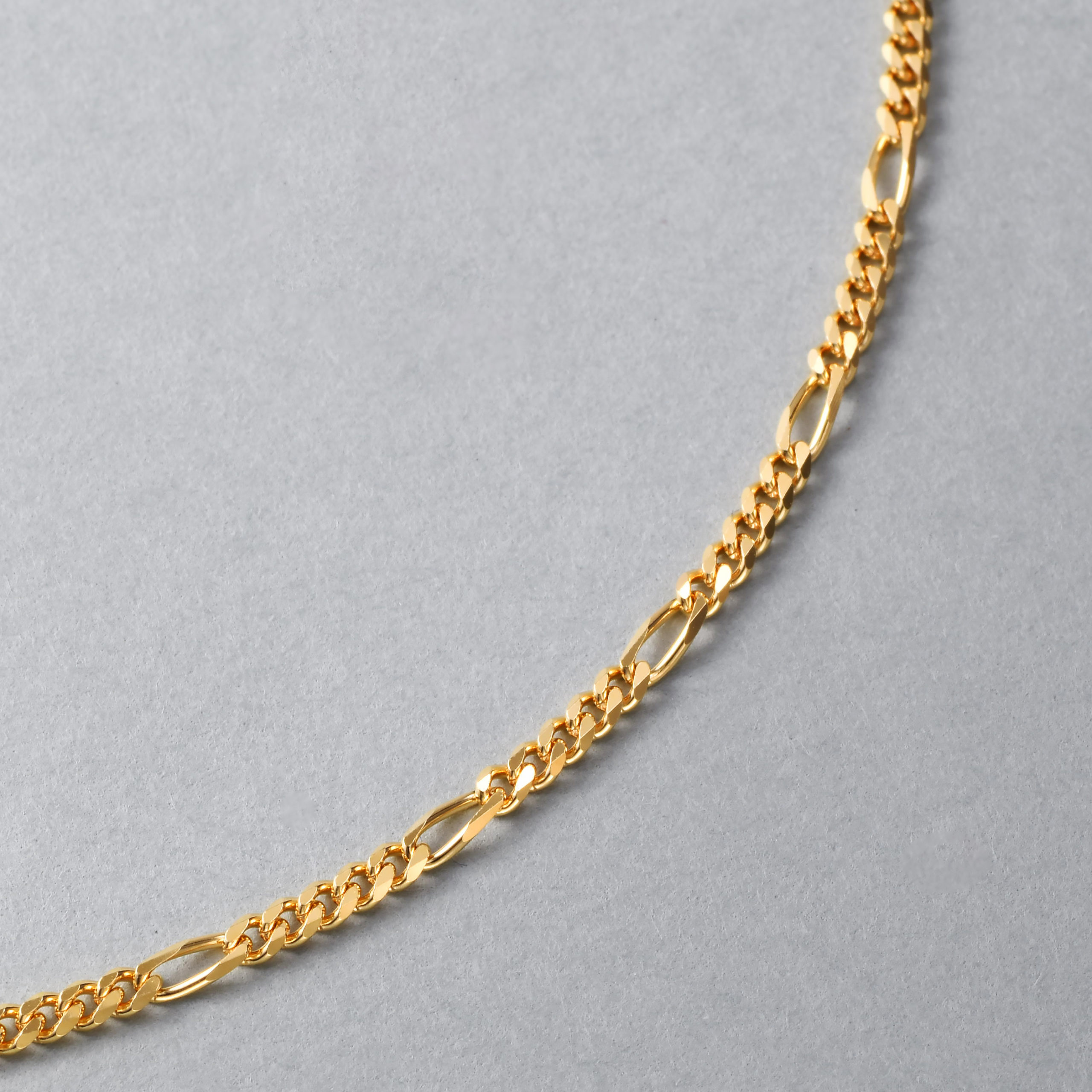 K18 18金 6面カット フィガロチェーン ネックレス 2.1mm幅 38cm～80cm