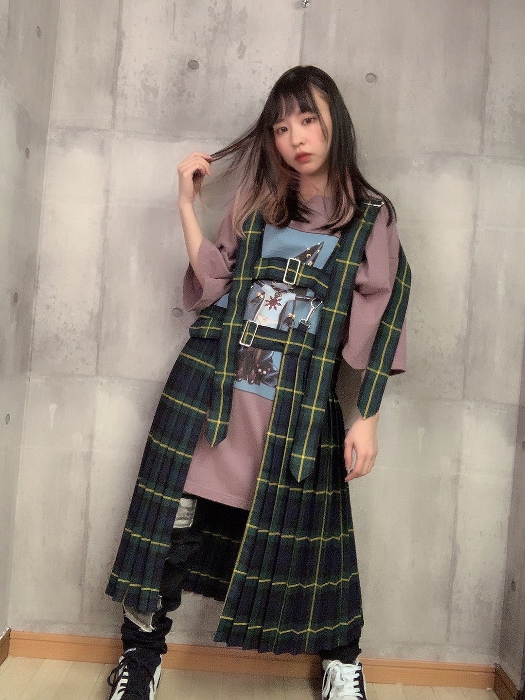 KIDILLハーネス プリーツスカート Black キディル KIDILL ハーネス