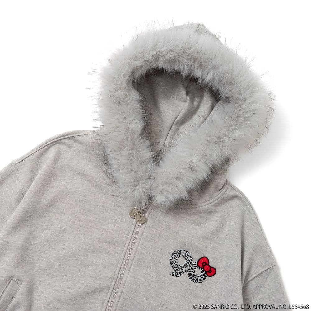 ハローキティ×9090 girl ファーパーカー Gray Sサイズ 平成ギャル
