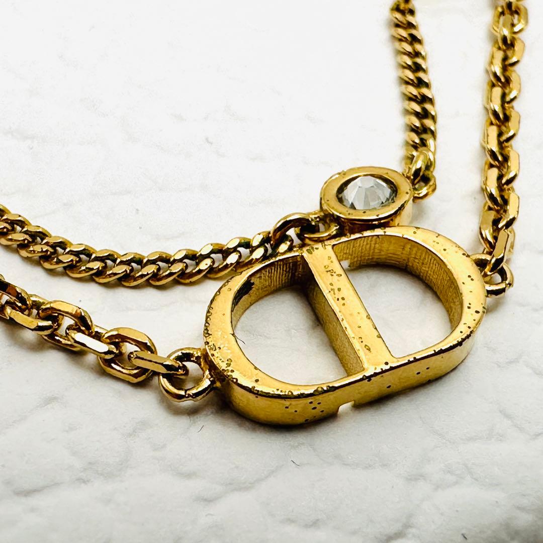 Dior ディオール Petit CD ダブル ネックレス メタル&クリスタル