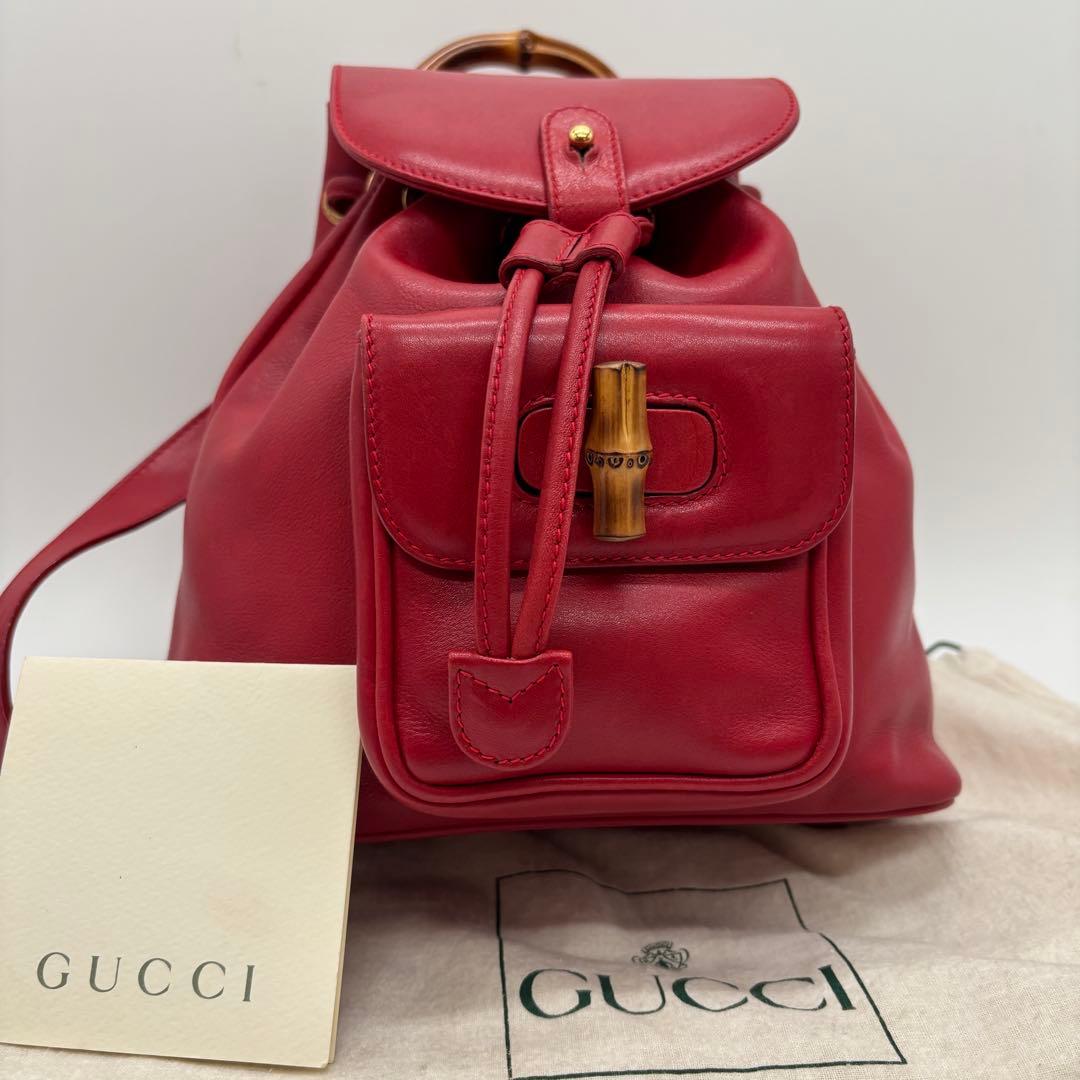 激レア美品 ✨ GUCCI リュック カーフレザー 赤 バンブー 楽天市場】【中古】GUCCI オールドグッチ バンブー リュックサック