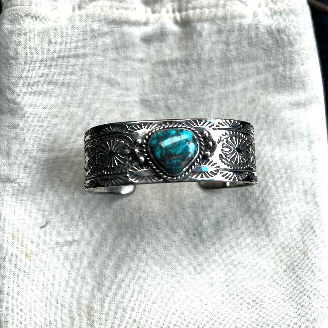 【HRM】ターコイズストーン シルバーバングル Clendon Pete ターコイズMt.バングル258 | ターコイズ・メンズシルバー