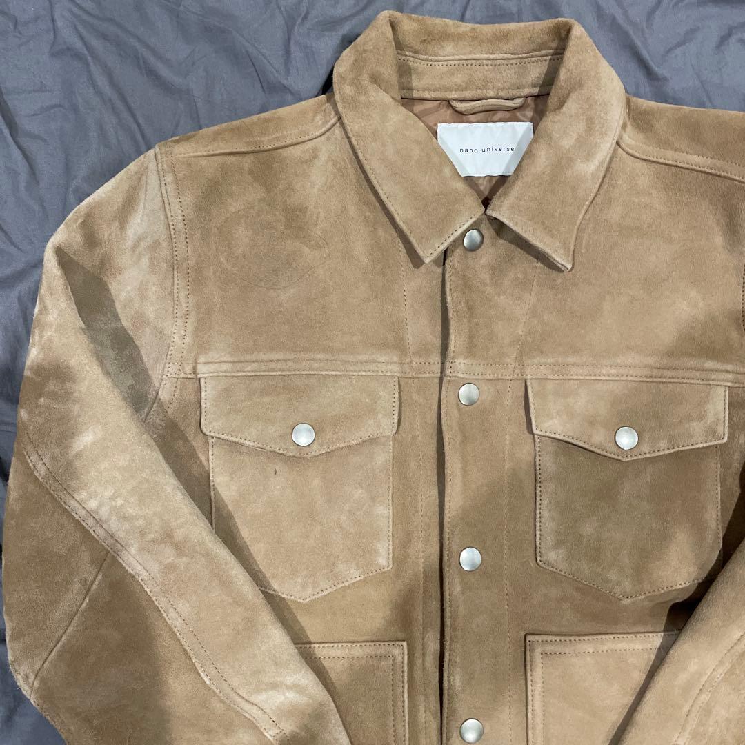 ナノユニバース スエード トラッカージャケット 山羊革 ゴートレザー 短丈 ナノユニバース スエード トラッカージャケット 山羊革 ゴートレザー 短丈