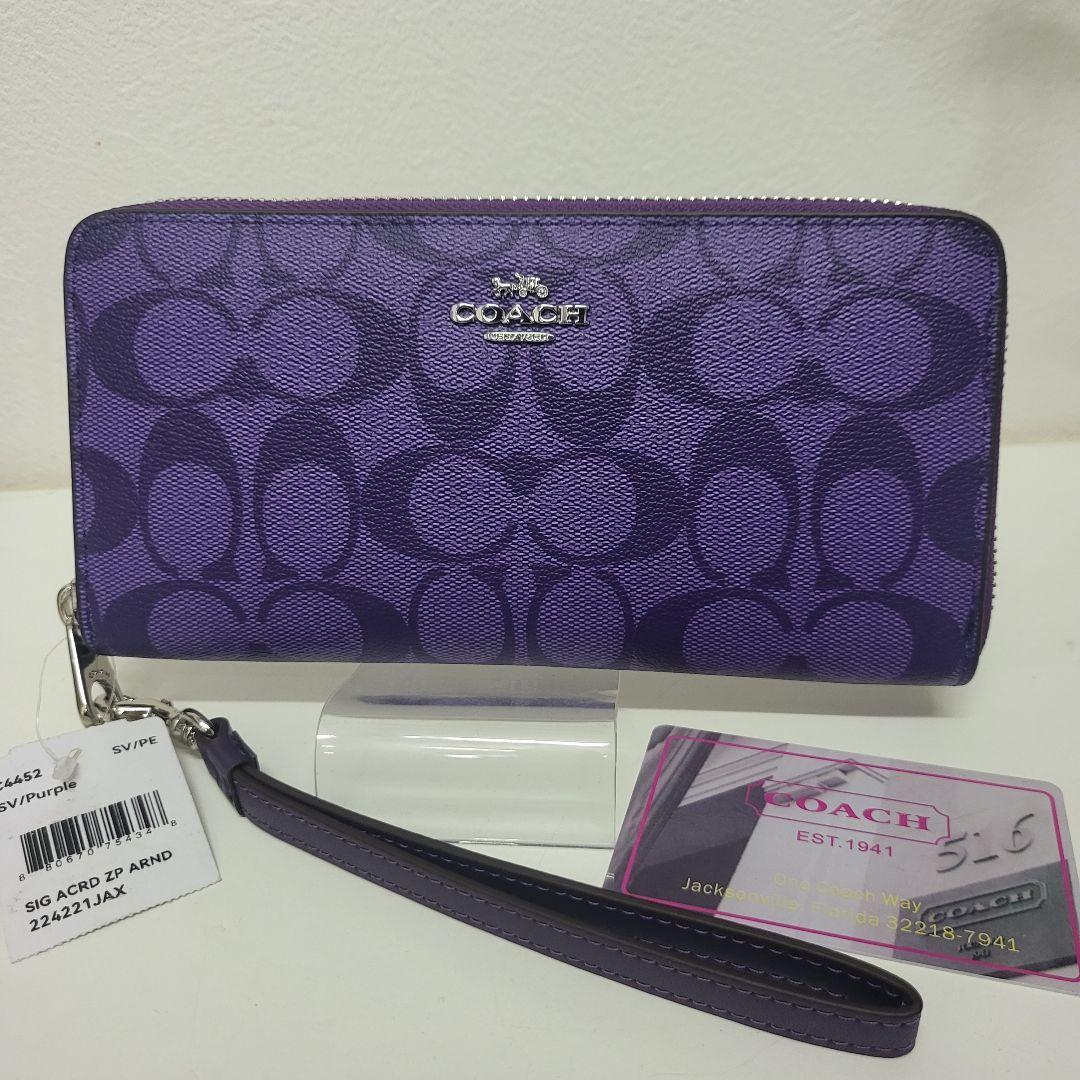 R*様 新品✨️COACH コーチ 長財布 シグネチャー パープル コーチ COACH 長財布 財布 パープル レディース プレゼント 贈り物