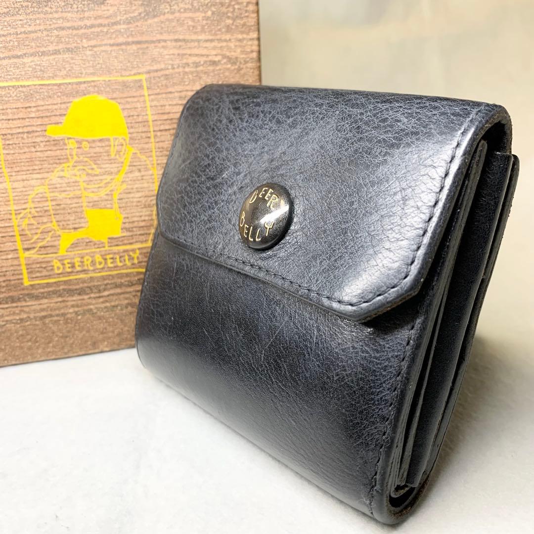 希少 ビアベリー ハッチバック コンパクト財布 折り財布 牛革 ブラック 保存箱 ビアベリー HATCHBACK ハッチバック 【GIZA ギザ】 コンパクト財布